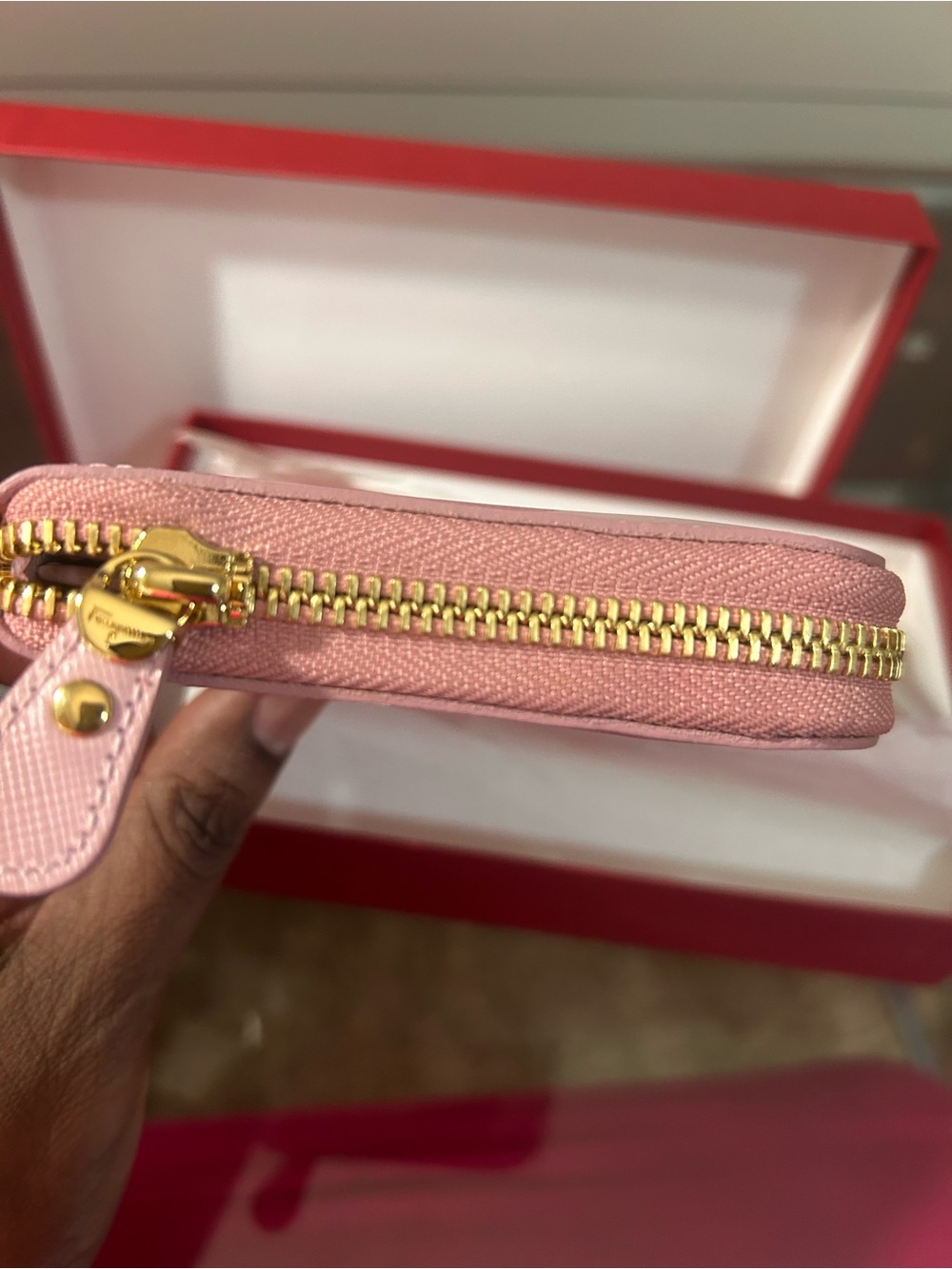 Salvatore Ferragamo Pink Multicolor Graphic Zip Wallet with Gold Hardware - Picture 7 of 8